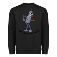 Black Futurama Ctrl Alt Shift Kill Bender Heavyweight Sweatshirt - artisFamous
