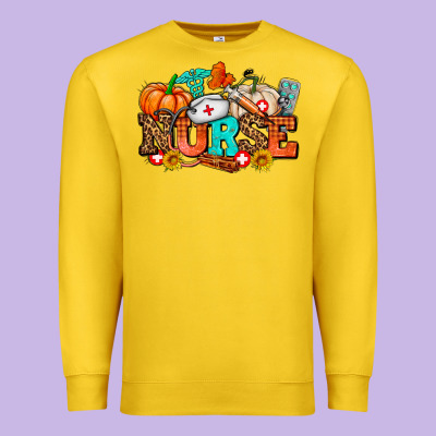 Nurse With Fall Element Premium Sweatshirt Designed By Adodesignshop