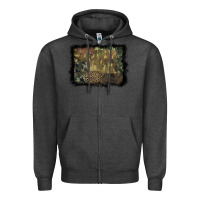 Charcoal Heather camouflage leopard background Zipper Hoodie - BarkalooDesign