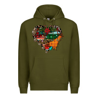 Army Green festive western christmas heart Premium Hoodie - CowhideDigitalArt