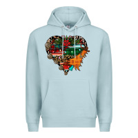 Blue Mist festive western christmas heart Premium Hoodie - CowhideDigitalArt