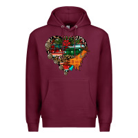 Burgundy festive western christmas heart Premium Hoodie - CowhideDigitalArt