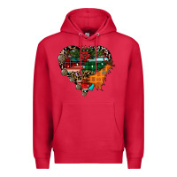 Cardinal festive western christmas heart Premium Hoodie - CowhideDigitalArt