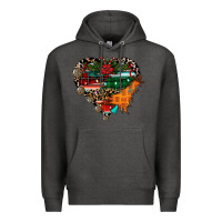 Charcoal Heather festive western christmas heart Premium Hoodie - CowhideDigitalArt