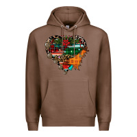 Chestnut festive western christmas heart Premium Hoodie - CowhideDigitalArt