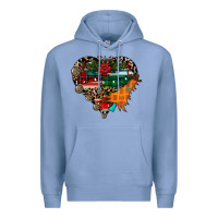 Colony Blue festive western christmas heart Premium Hoodie - CowhideDigitalArt
