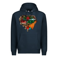 Navy festive western christmas heart Premium Hoodie - CowhideDigitalArt
