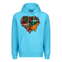 Ocean Blue festive western christmas heart Premium Hoodie - CowhideDigitalArt