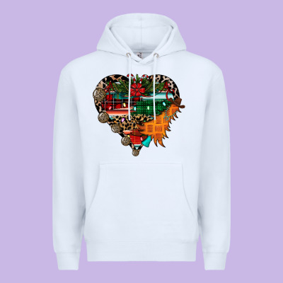 Festive Western Christmas Heart Premium Hoodie Designed By Cowhidedigitalart