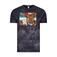 Cloud Black Cows Serape Leopard Gemstone Vintage Tee - CowCowDesign