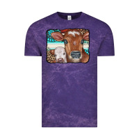 Cloud Purple Cows Serape Leopard Gemstone Vintage Tee - CowCowDesign