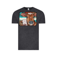 Vintage Black Cows Serape Leopard Gemstone Vintage Tee - CowCowDesign