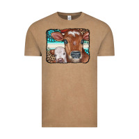Vintage Coffee Cows Serape Leopard Gemstone Vintage Tee - CowCowDesign