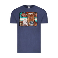Vintage Denim Cows Serape Leopard Gemstone Vintage Tee - CowCowDesign