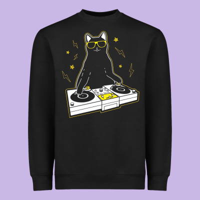 Cat Dj Heavyweight Sweatshirt Designed By Artisfamous