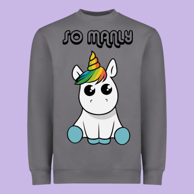 So Manly Funny Unicorn Heavyweight Sweatshirt Designed By Artisfamous