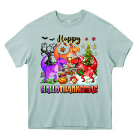 Happy Hallothanksmas Dinosaur Heavy Core Tee | Teevron