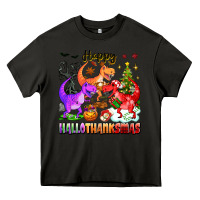 Asphalt happy hallothanksmas dinosaur Heavy Core Tee - texasbilliewilder