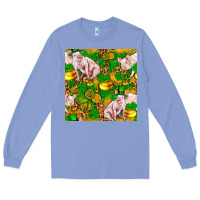 Colony Blue St. Patrick's Day Pig And Candy Pot Of Gold Long Sleeve Tee - FaDigitalArtStudio