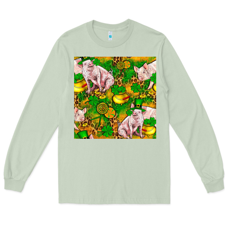St. Patrick's Day Pig And Candy Pot Of Gold Long Sleeve Tee by FaDigitalArtStudio | Teevron