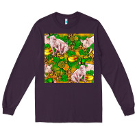 Plum St. Patrick's Day Pig And Candy Pot Of Gold Long Sleeve Tee - FaDigitalArtStudio