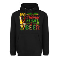Black my christmas spirit is beer with beer bottles Heavyweight Hoodie - AdoDesignShop