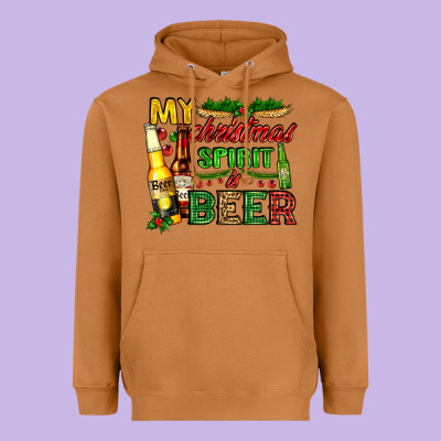 My Christmas Spirit Is Beer With Beer Bottles Heavyweight Hoodie Designed By Adodesignshop