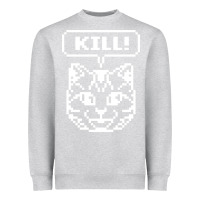 Heather Grey kill no more heroes cat Heavyweight Sweatshirt - artisFamous