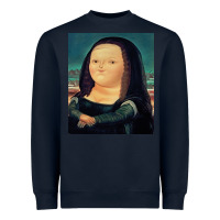 Navy fernando botero mona lisa Heavyweight Sweatshirt - artisFamous
