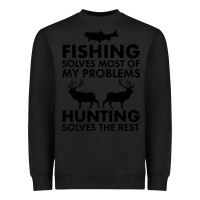 Black funny fishing and hunting Heavyweight Sweatshirt - artisFamous