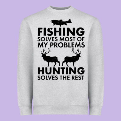 Funny Fishing And Hunting Heavyweight Sweatshirt Designed By Artisfamous