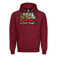 Burgundy christmas truck Zipper Hoodie - BarkalooDesign