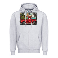 Heather Grey christmas truck Zipper Hoodie - BarkalooDesign
