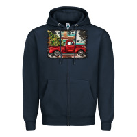 Navy christmas truck Zipper Hoodie - BarkalooDesign