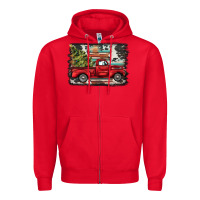 Red christmas truck Zipper Hoodie - BarkalooDesign
