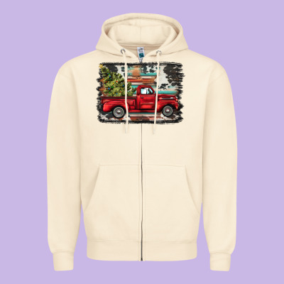 Christmas Truck Zipper Hoodie Designed By Barkaloodesign