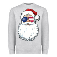 Heather Grey santa claus  u.s.a sunglasses christmas in july santa Heavyweight Sweatshirt - artisFamous