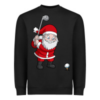 Black santa claus golf christmas golfer golfing gift Heavyweight Sweatshirt - artisFamous