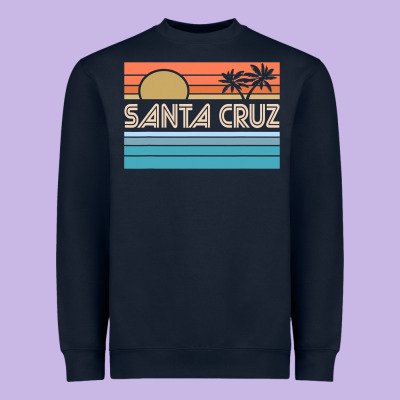 Santa C.r.u.z Cali Sunset 70s 80s Surfer Summer Sun Heavyweight Sweatshirt Designed By Artisfamous