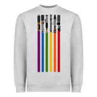 Heather Grey rainbow lightsaber Heavyweight Sweatshirt - artisFamous