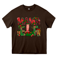 Chocolate Brown Christmas Mama Elf Heavy Core Tee - NancyCooperArtShop