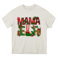 Cream Christmas Mama Elf Heavy Core Tee - NancyCooperArtShop