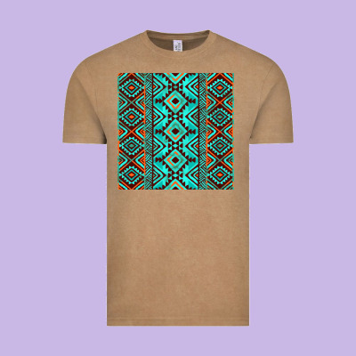 Aztec Turquoise Pattern Vintage Tee Designed By Cowcowdesign