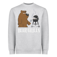 Heather Grey Bear Grills Grylls Heavyweight Sweatshirt - artisFamous