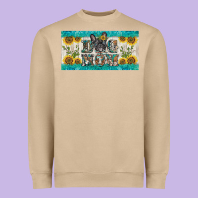 Dog Mom French  Bulldog License Plate Template Heavyweight Sweatshirt Designed By Barkaloodesign