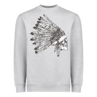 Heather Grey american indian Heavyweight Sweatshirt - artisFamous