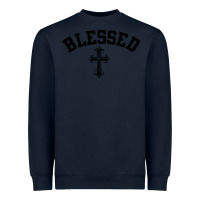 Navy blessed christian christianity Heavyweight Sweatshirt - artisFamous