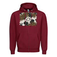 Burgundy black and white cowhide background Zipper Hoodie - BarkalooDesign