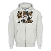 Black And White Cowhide Background Zipper Hoodie | Teevron
