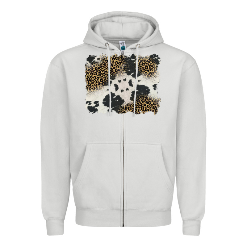 Black And White Cowhide Background Zipper Hoodie by BarkalooDesign | Teevron